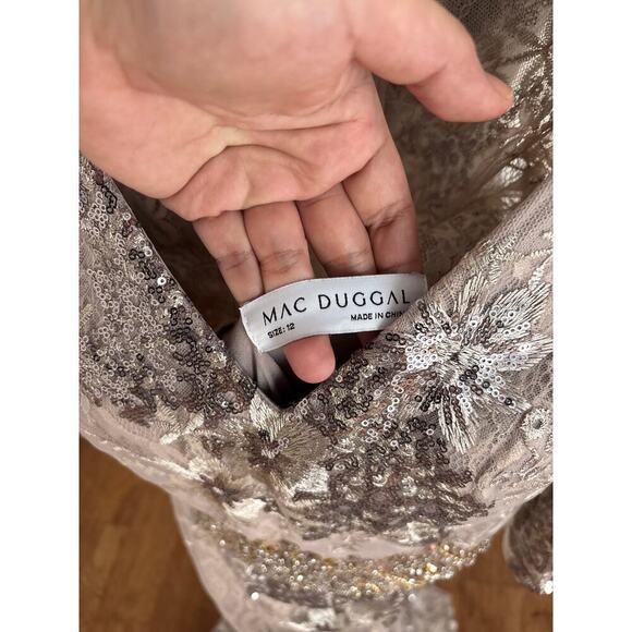 B69 Mac Duggal Floral Embellished Sequins Long Gown Womens 12 Wedding Modest - Picture 10 of 10